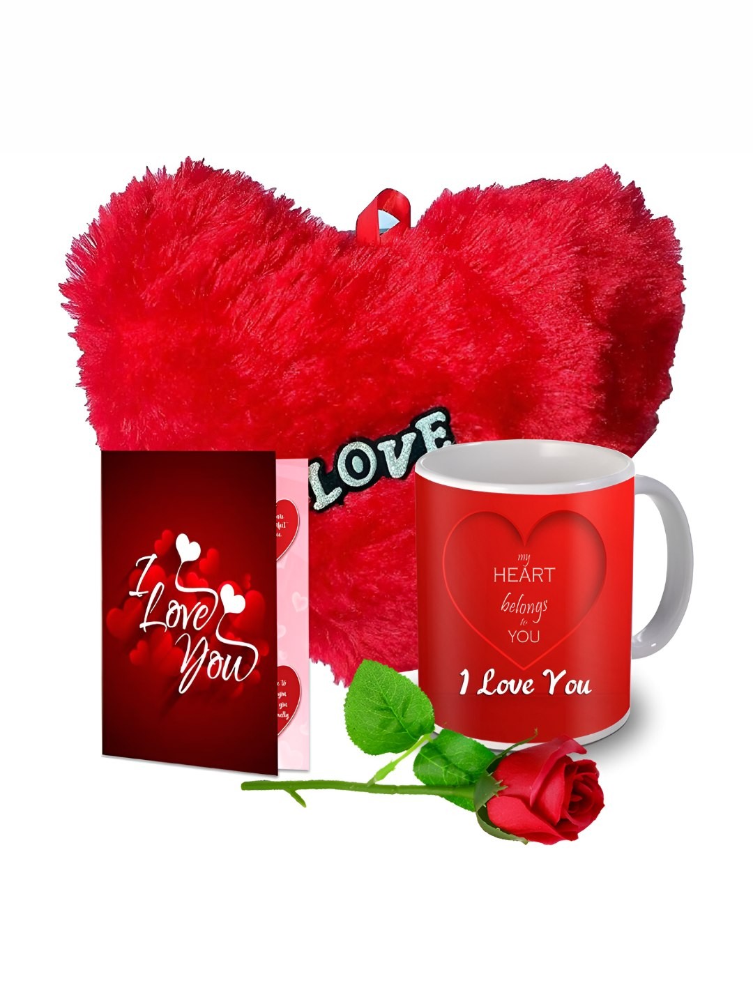 

ME & YOU Red & White 4 Pieces Ceramic Printed Home Gift Set