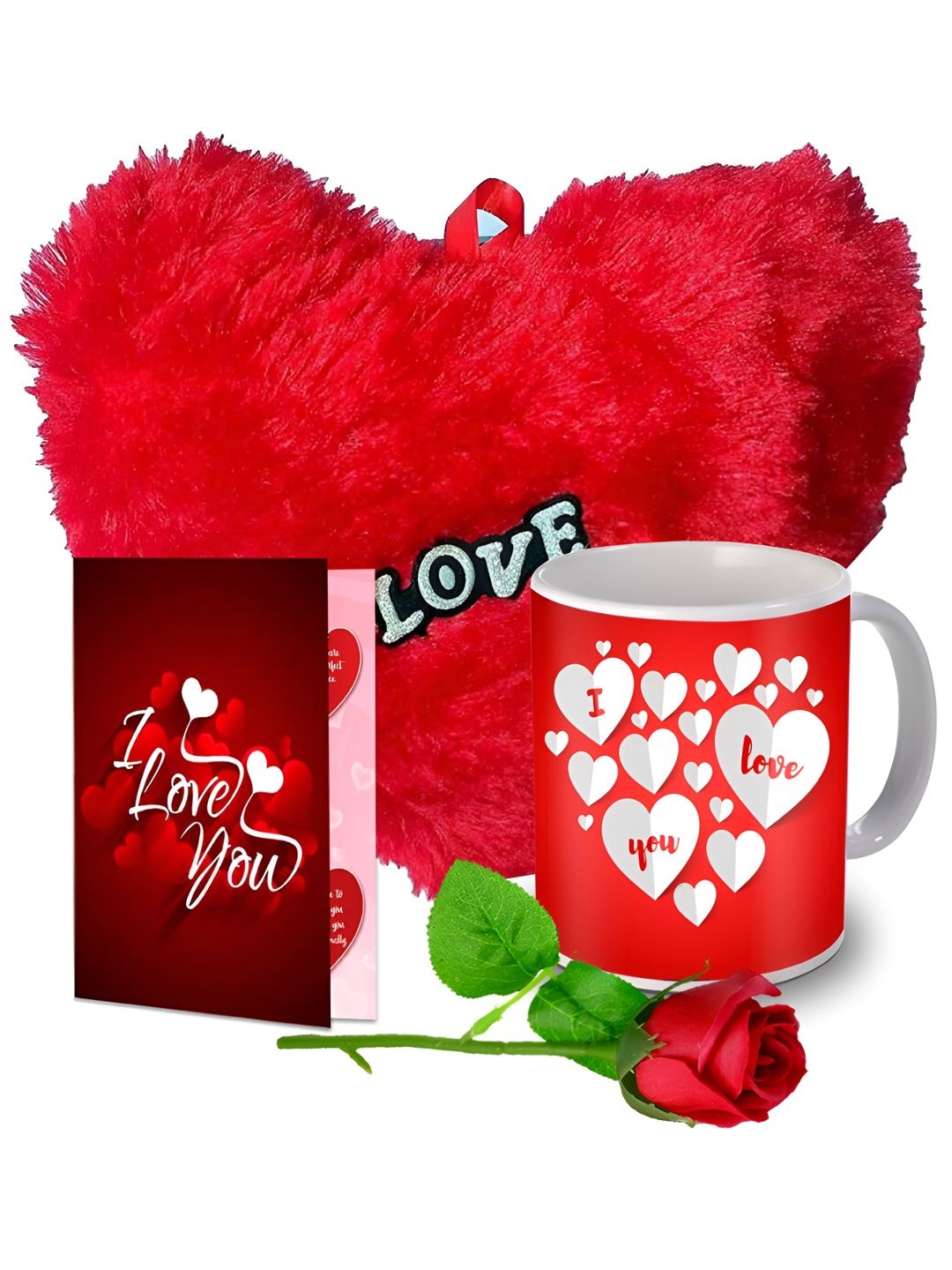 

ME & YOU Red & White 4 Pieces Ceramic Printed Home Gift Set