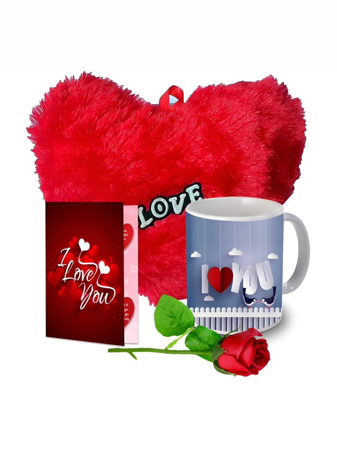 

ME & YOU Red & White 4 Pieces Ceramic Printed Home Gift Set