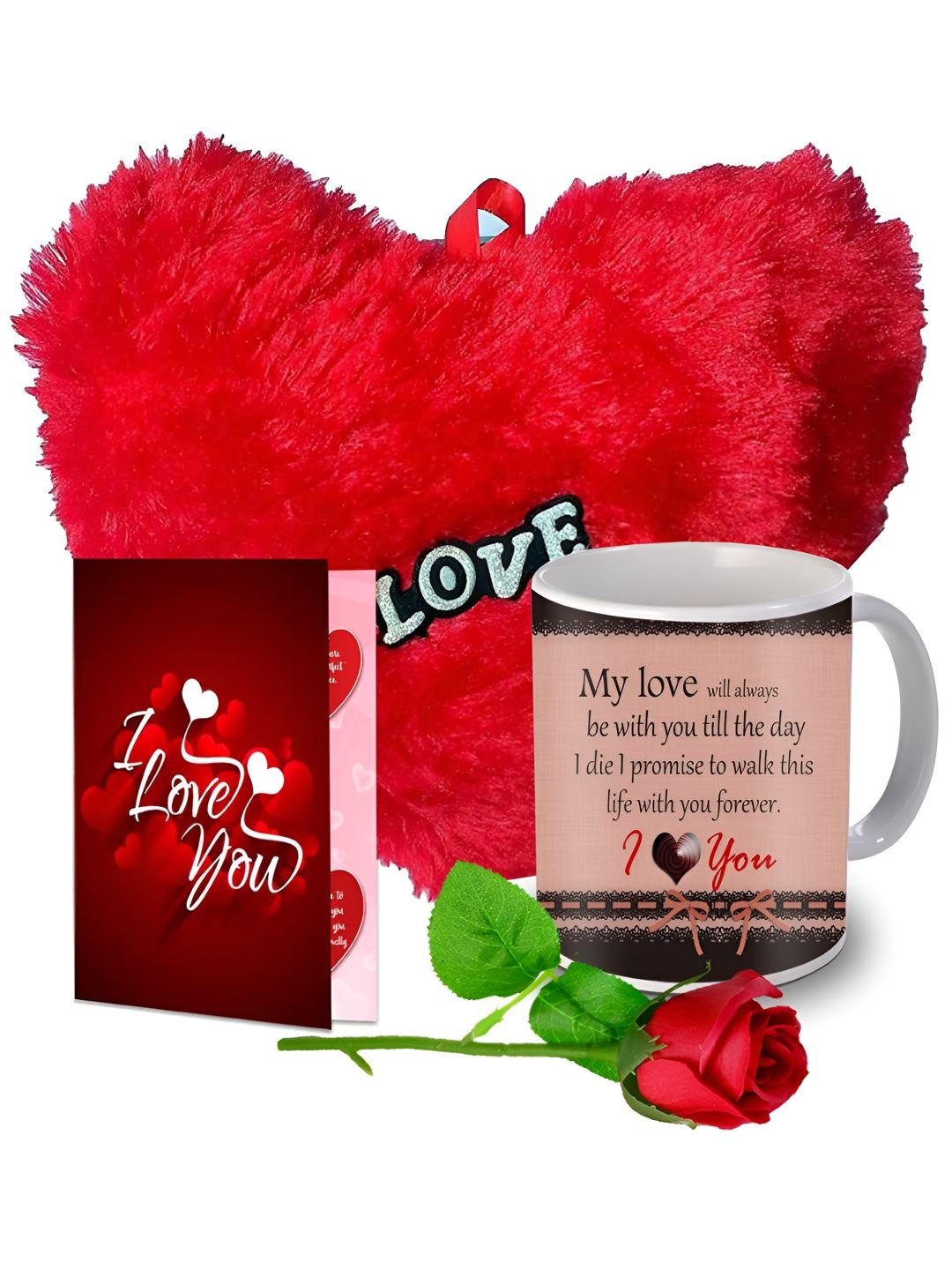 

ME & YOU Red & White 4 Pieces Ceramic Printed Home Gift Set