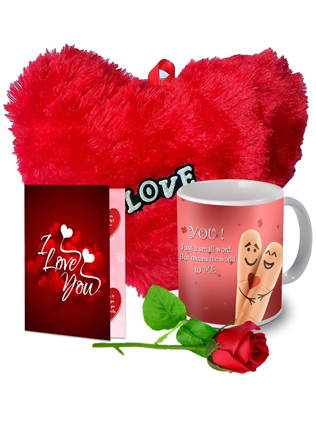 

ME & YOU Red & White 4 Pieces Ceramic Printed Home Gift Set