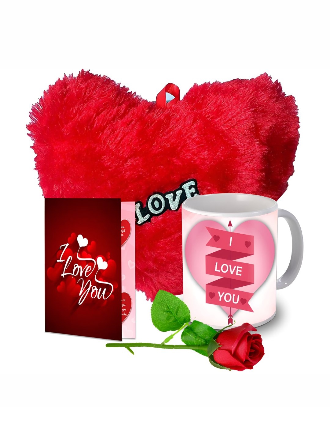 

ME & YOU Red & White 4 Pieces Ceramic Printed Home Gift Set