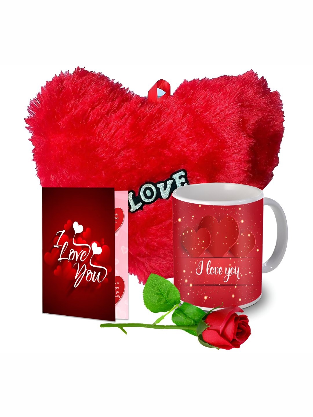 

ME & YOU Red & White 4 Pieces Ceramic Printed Home Gift Set
