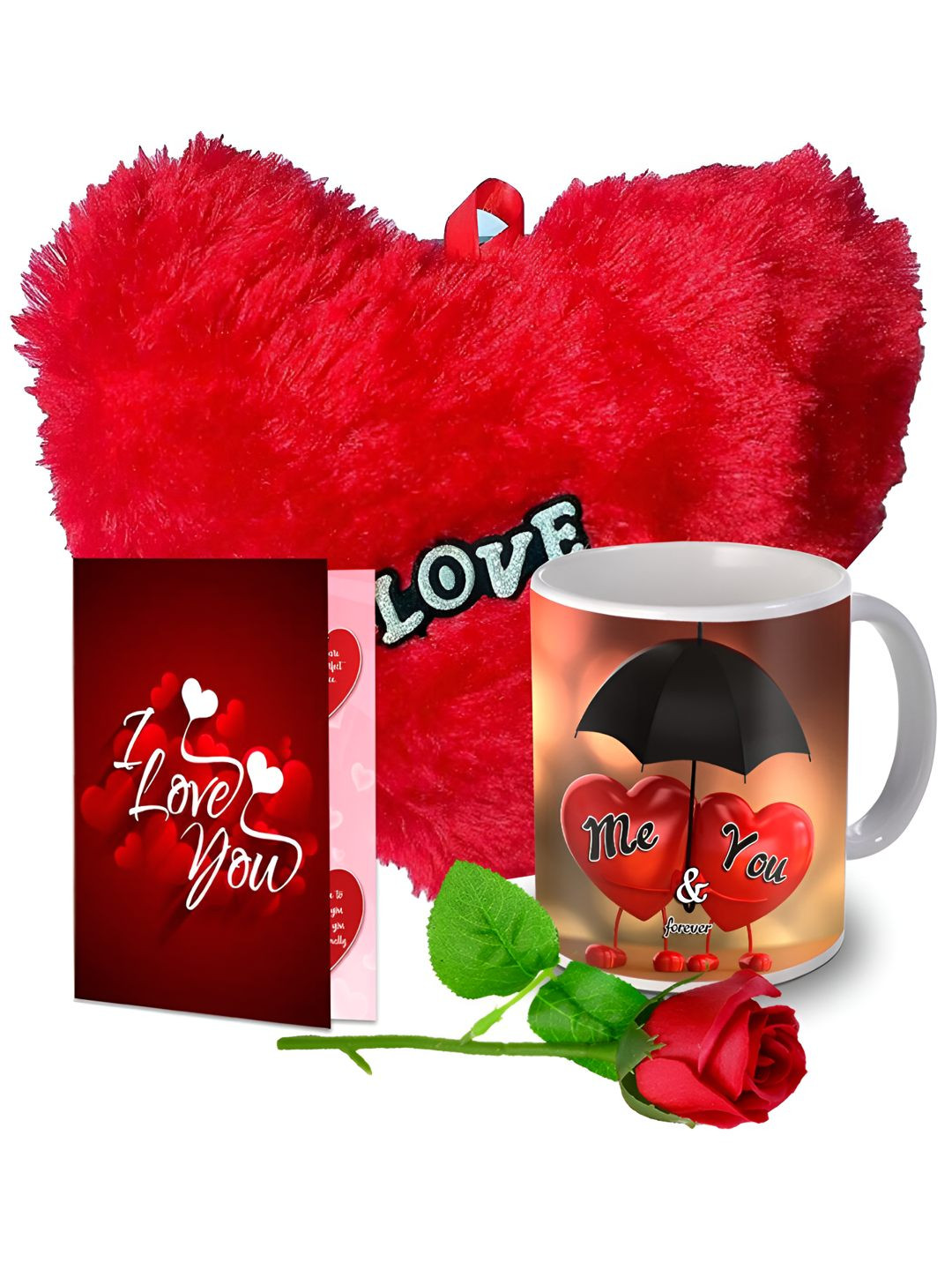

ME & YOU Red & White 4 Pieces Ceramic Printed Home Gift Set