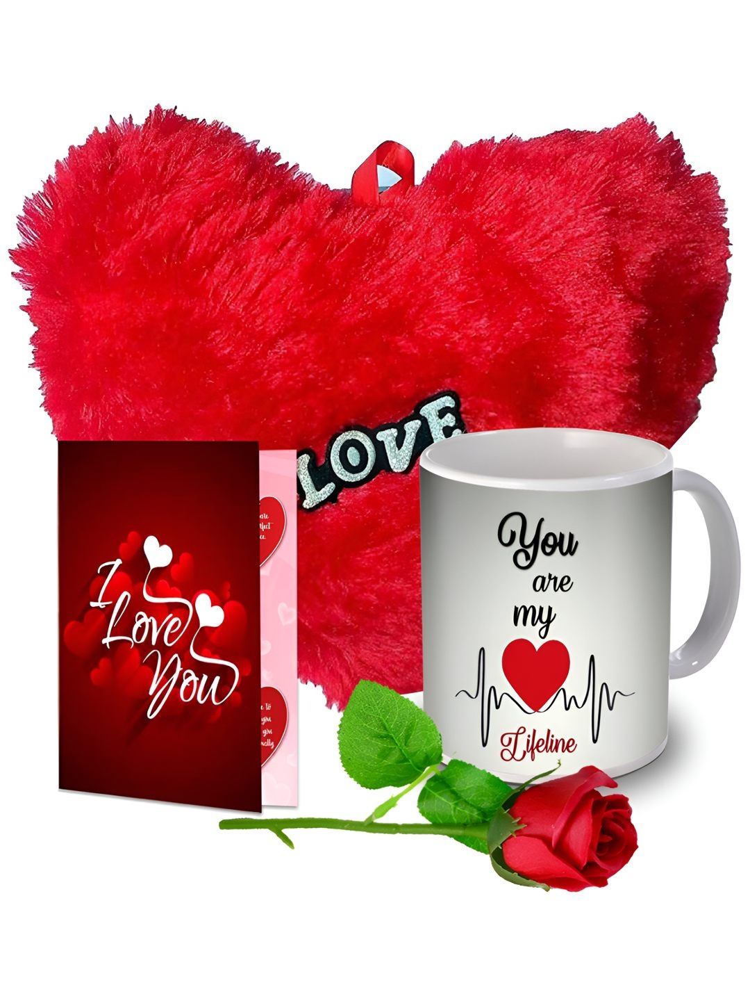 

ME & YOU Red & White 4 Pieces Ceramic Printed Home Gift Set