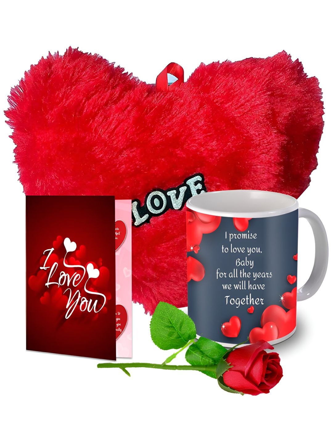 

ME & YOU Red & White 4 Pieces Ceramic Printed Home Gift Set