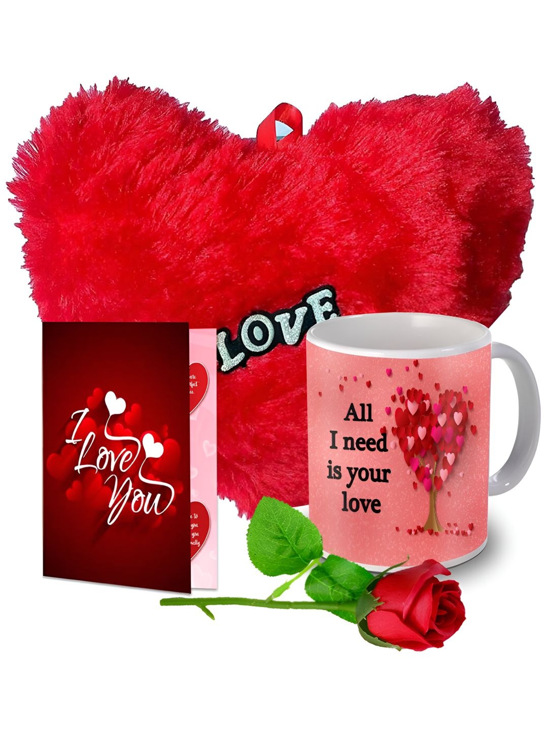 

ME & YOU Red & White 4 Pieces Ceramic Printed Home Gift Set