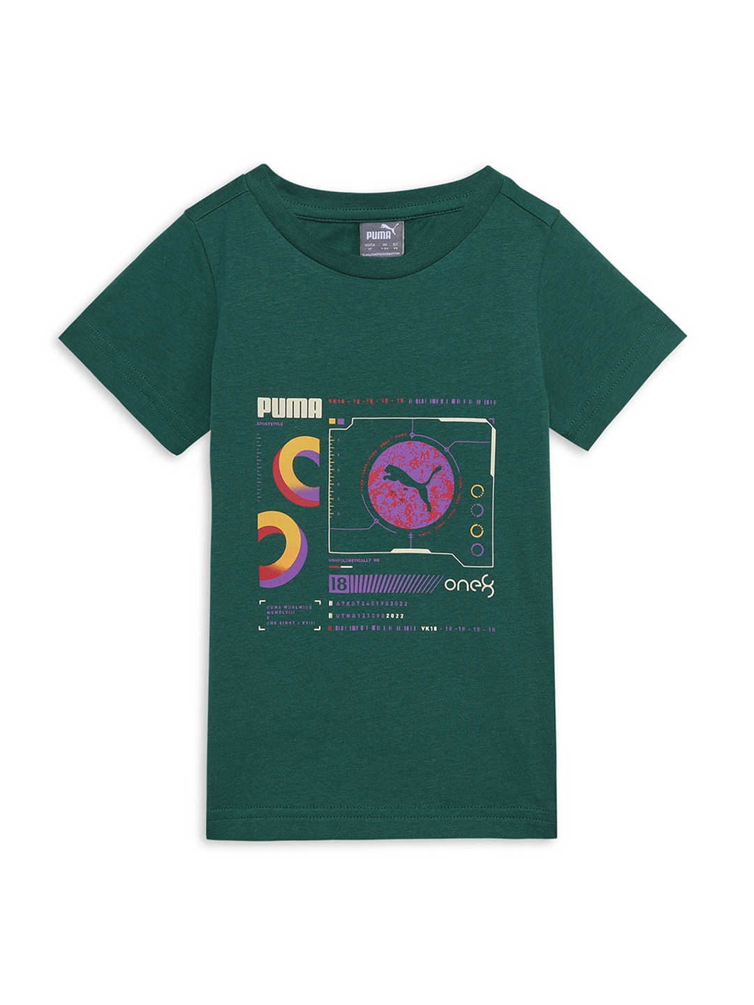 

one8 x PUMA Boys Core Elevated Pure Cotton T-shirt, Green