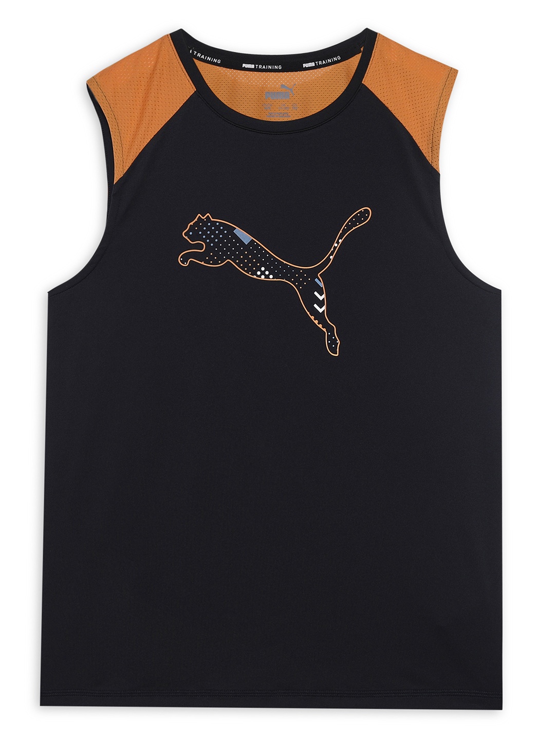 

one8 x PUMA Boys Brand Logo Printed Sleeveless Training Tshirt, Black