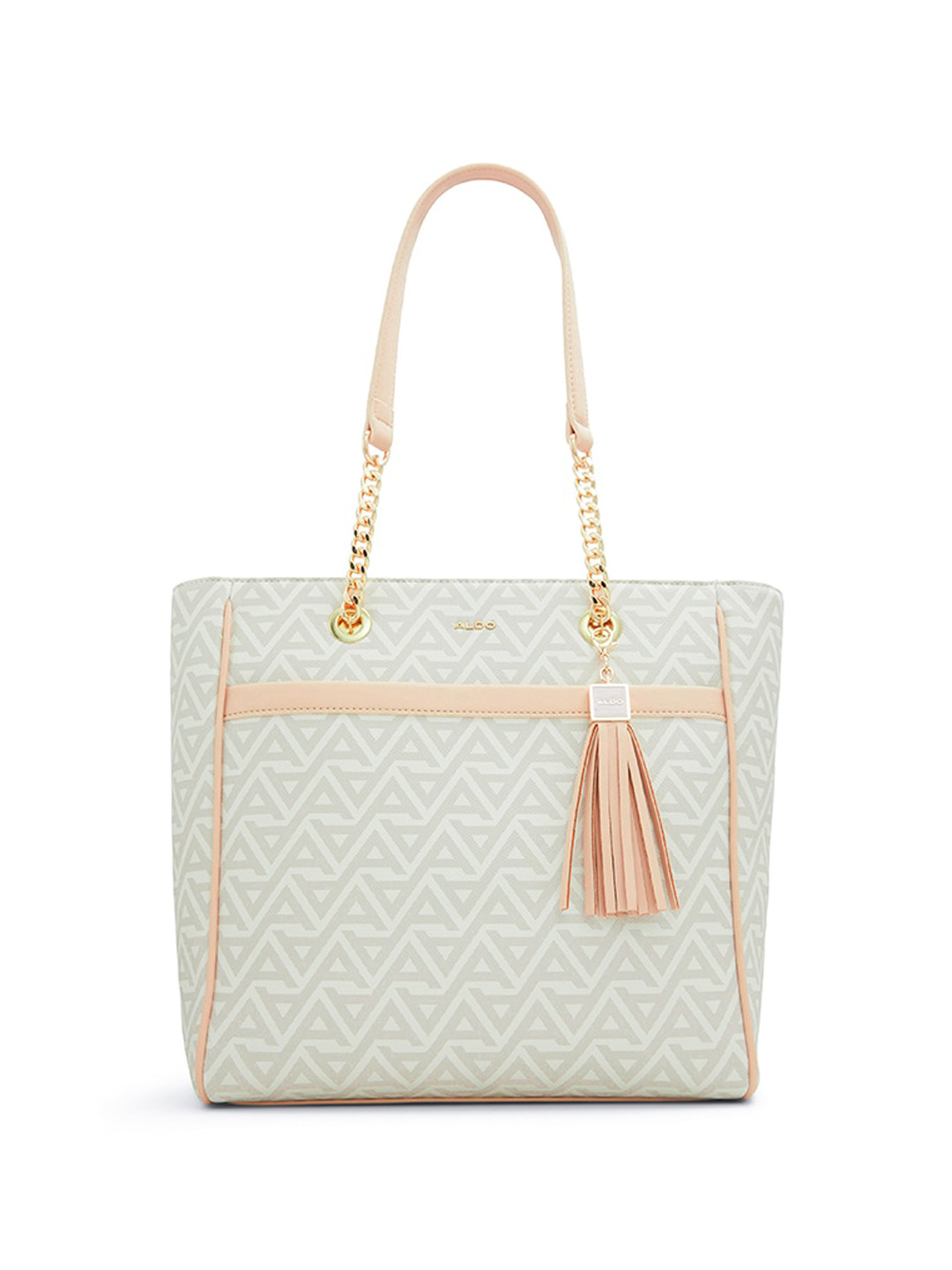 

ALDO Geometic Printed Structured Shoulder Bag, Off white