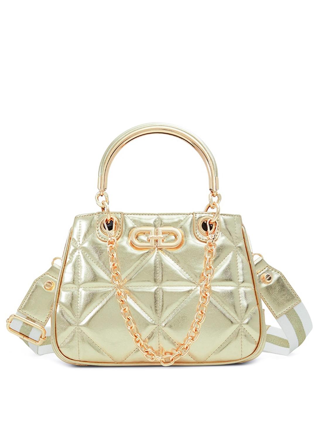 

ALDO Quilted Detailed Structured Handheld Bag, Gold