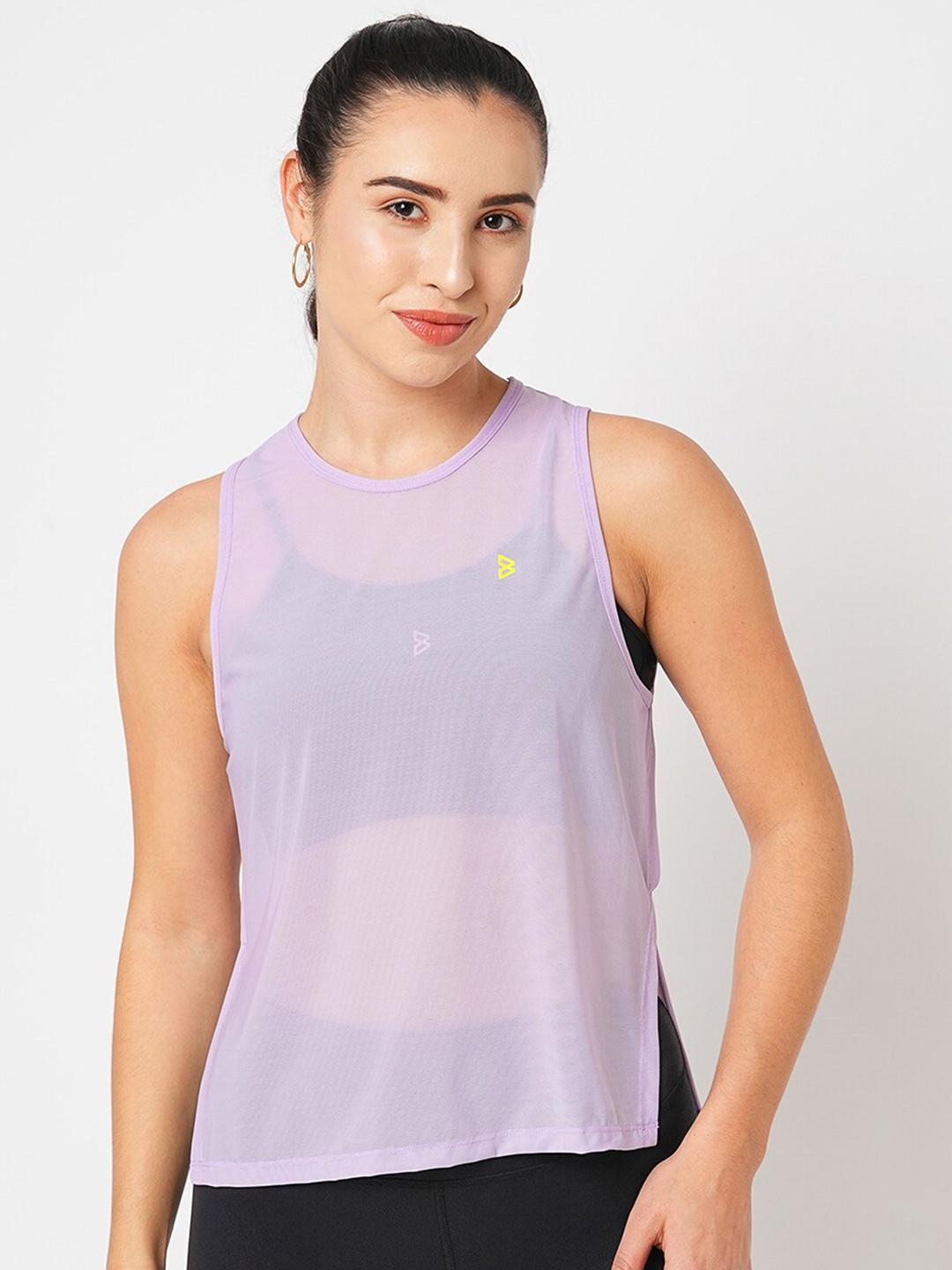 

BODD ACTIVE Round Neck Net Tank Top, Lavender