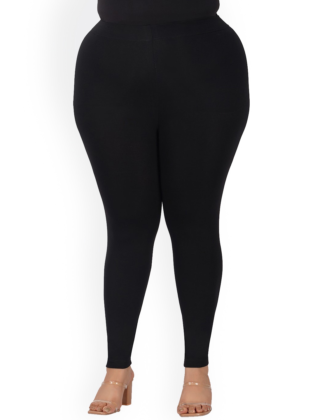

indian flower Plus-Size Ankle-Length Leggings, Black