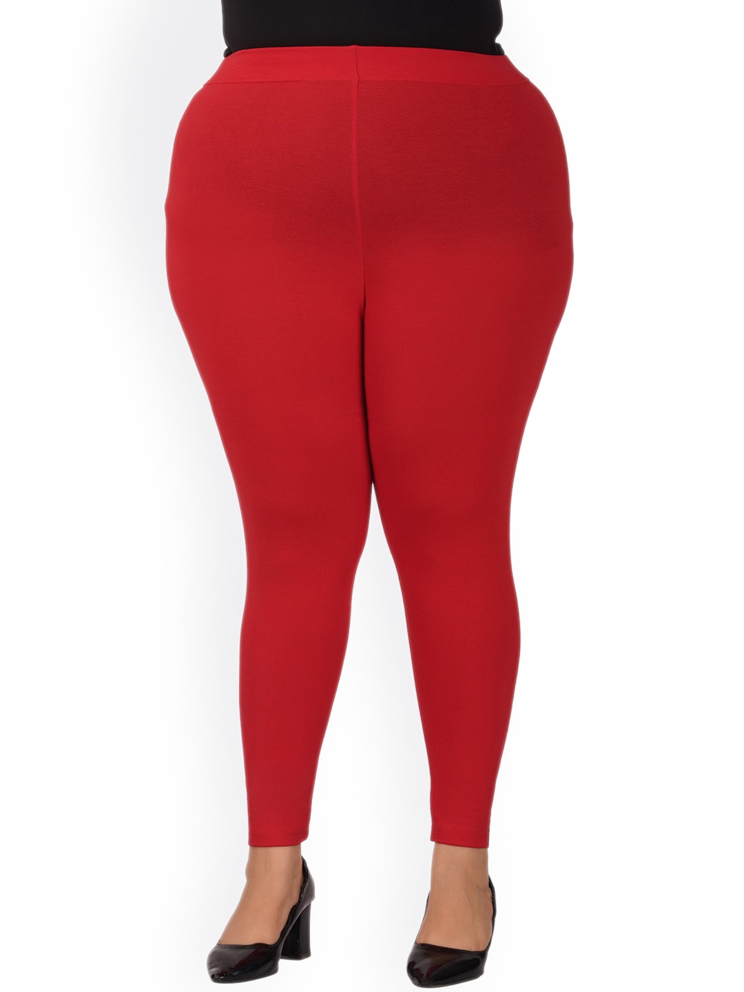 

indian flower Plus-Size Ankle-Length Leggings, Red