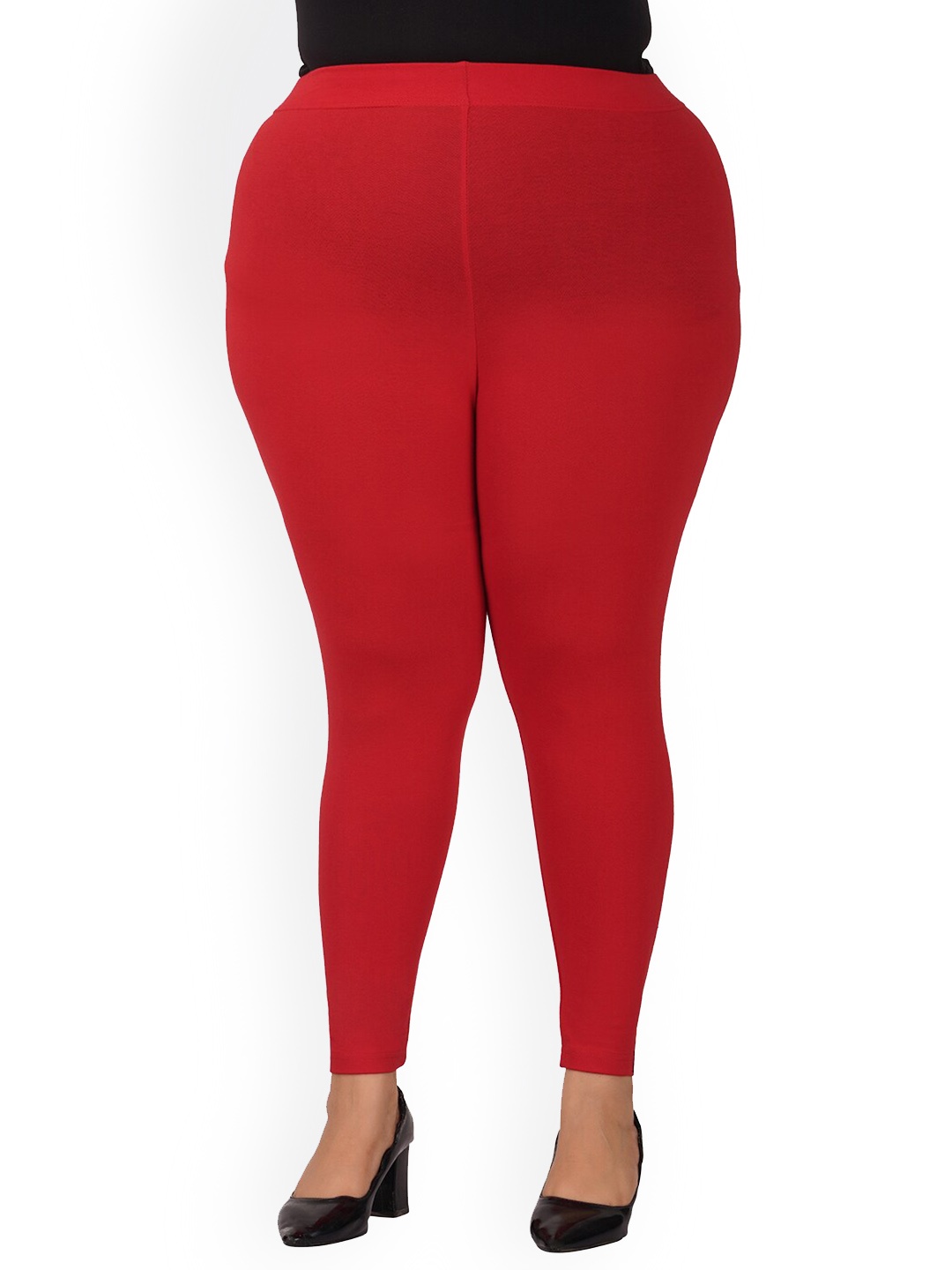 

indian flower Plus-Size Ankle-Length Leggings, Red