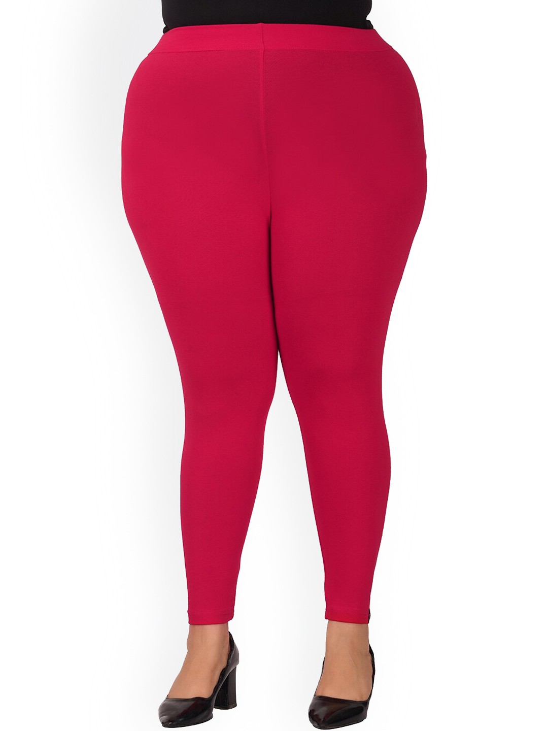 

indian flower Plus-Size Ankle-Length Leggings, Fuchsia