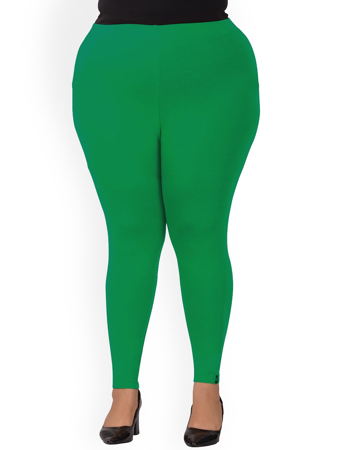 indian flower Plus-Size Ankle-Length Leggings, Green