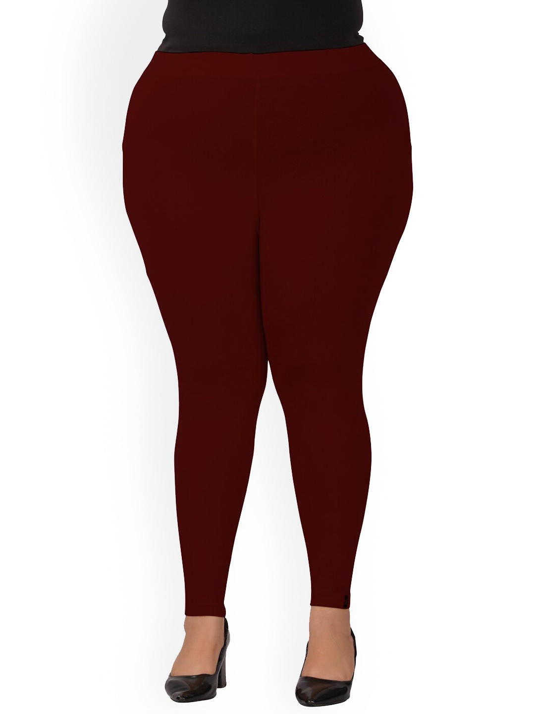 

indian flower Plus-Size Ankle-Length Leggings, Maroon