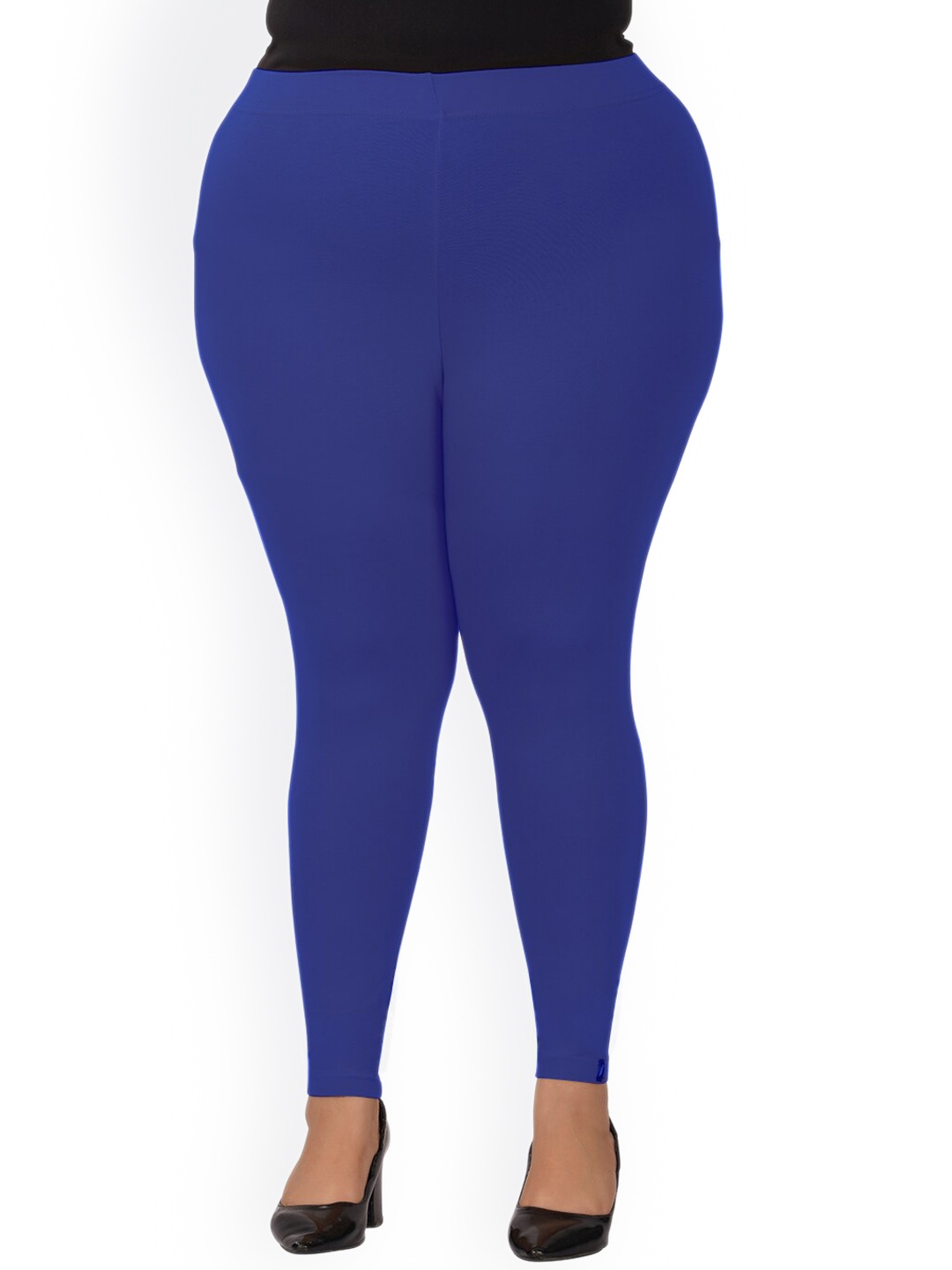 indian flower Women Plus-Size Ankle-Length Cotton Leggings, Blue