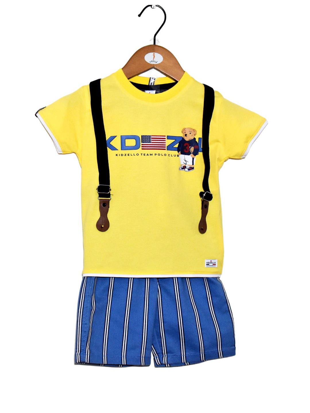 

BAESD Boys Printed Pure Cotton T-shirt With Shorts, Yellow