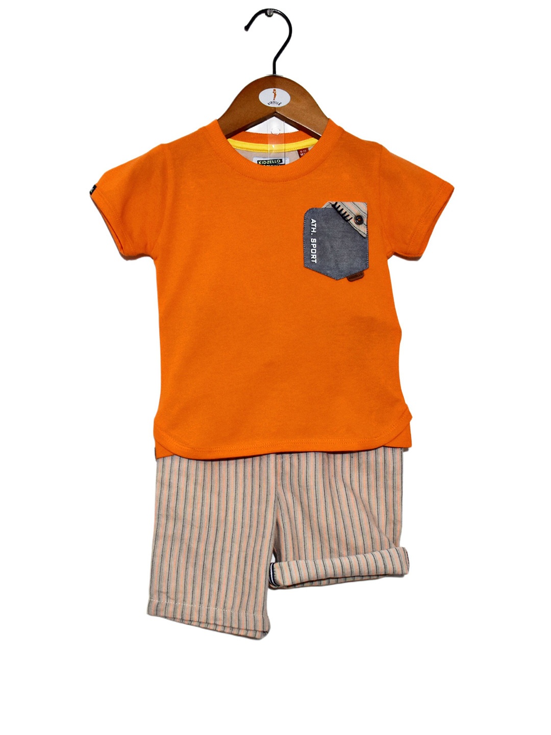 

BAESD Boys Printed Pure Cotton T-shirt with Shorts, Orange