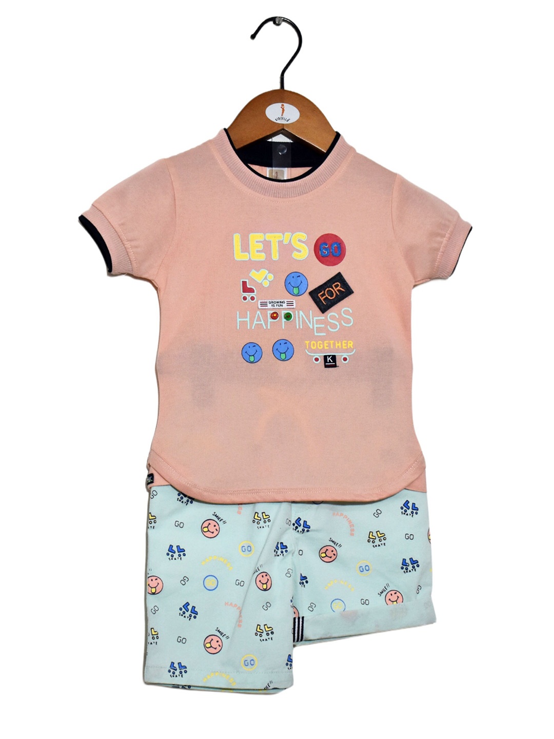 

BAESD Infant Boys Printed Pure Cotton T-shirt With Shorts, Peach