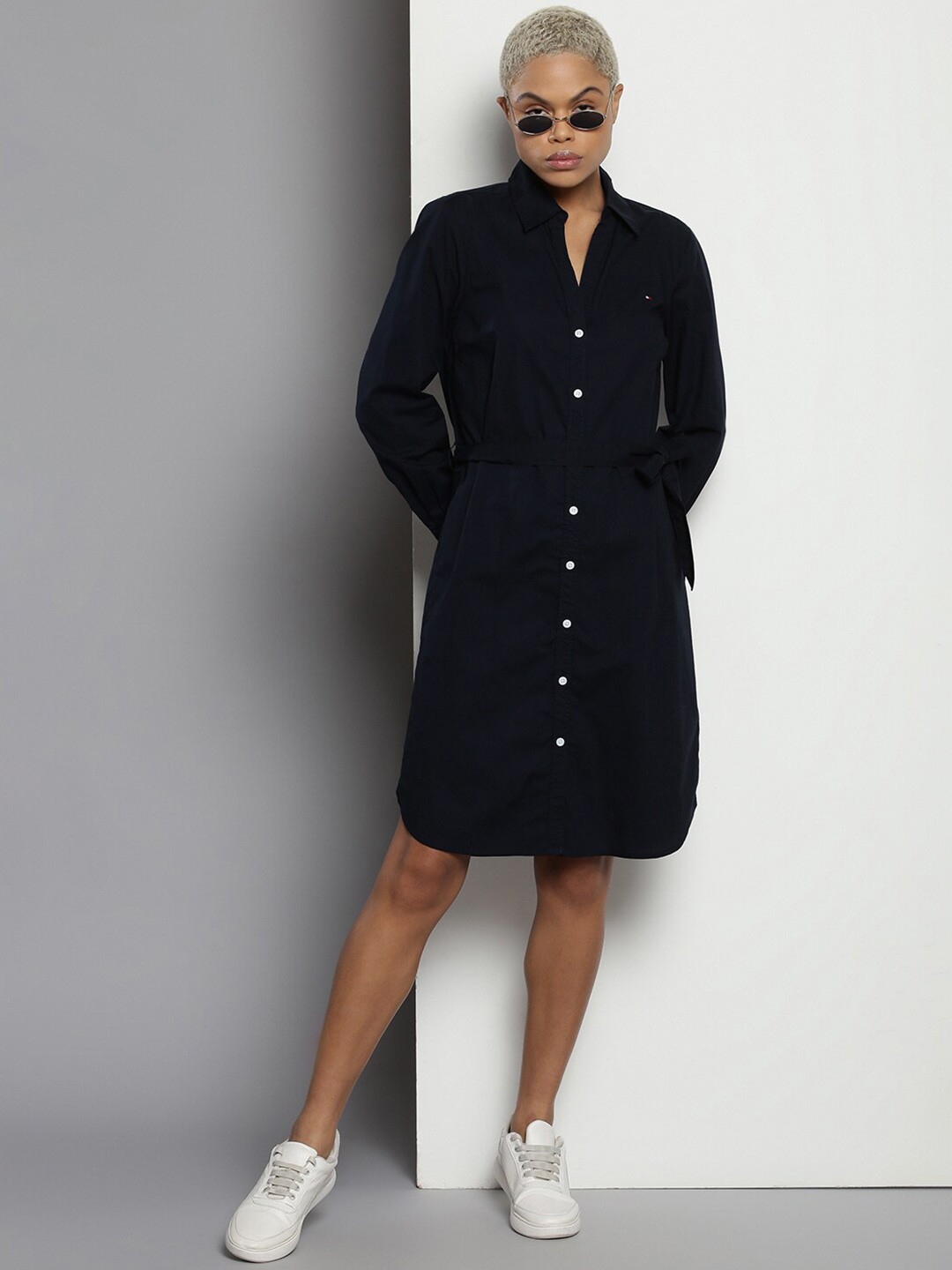 

Tommy Hilfiger Cotton Shirt Collar Dress, Navy blue