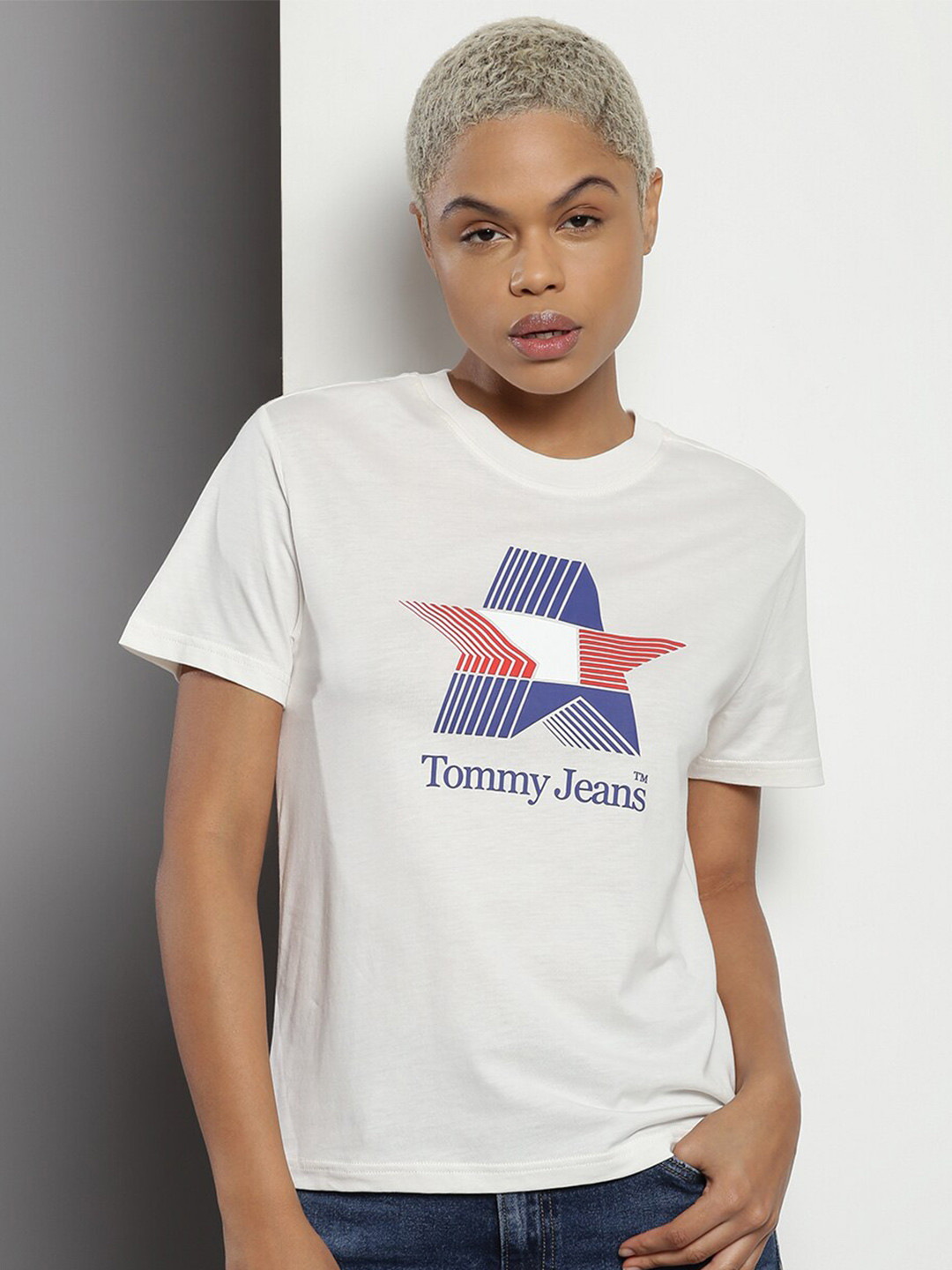 

Tommy Hilfiger Typography Printed Pure Cotton T-shirt, White