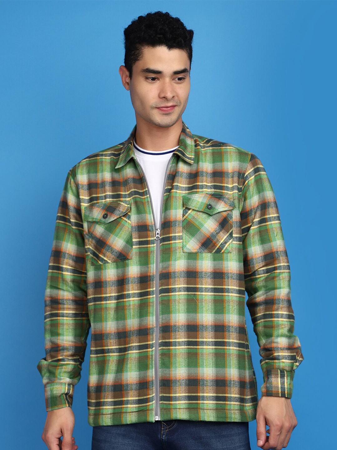 

V-Mart Tartan Checked Cotton Shirt, Green