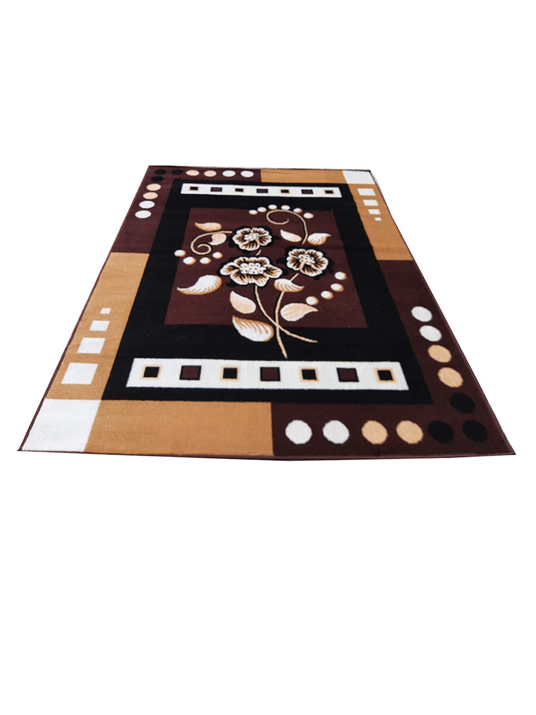 

Indian Carpet and Arts Brown Floral Printed Anti-Skid Carpet