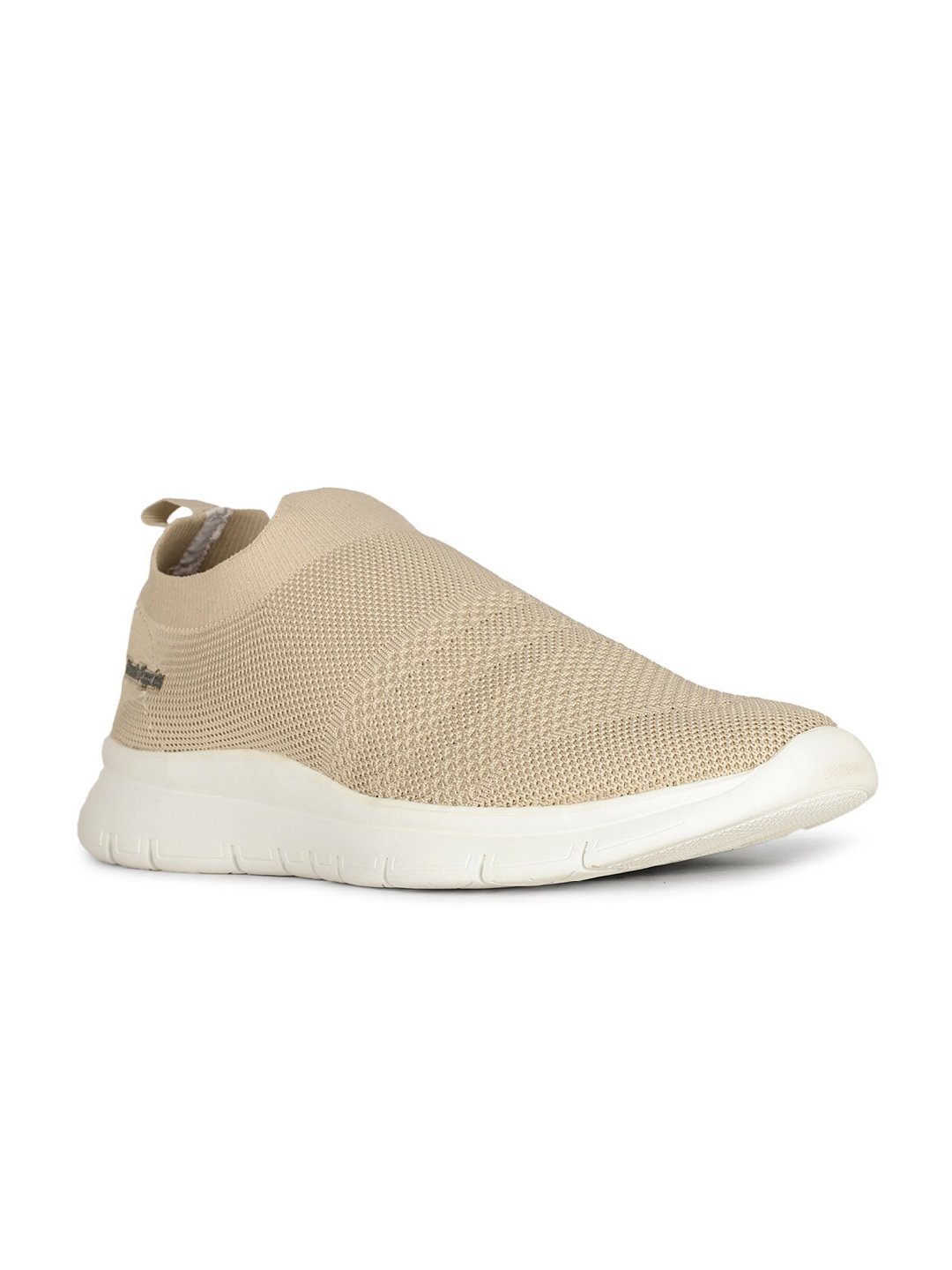

Hush Puppies Men Textured Round Toe Textile Slip-On Sneakers, Beige
