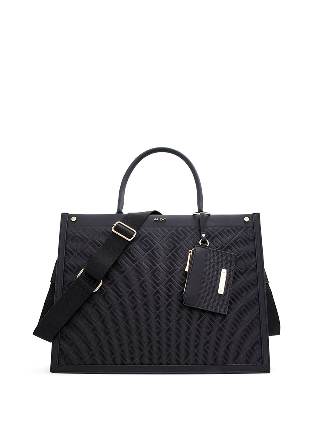 

ALDO Printed Zip Detail Structured Handheld Bag, Black