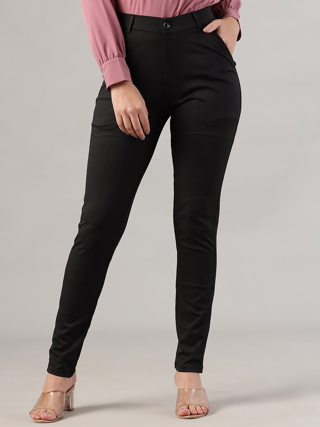 

FITHUB Women High-Rise Formal Trouser, Black