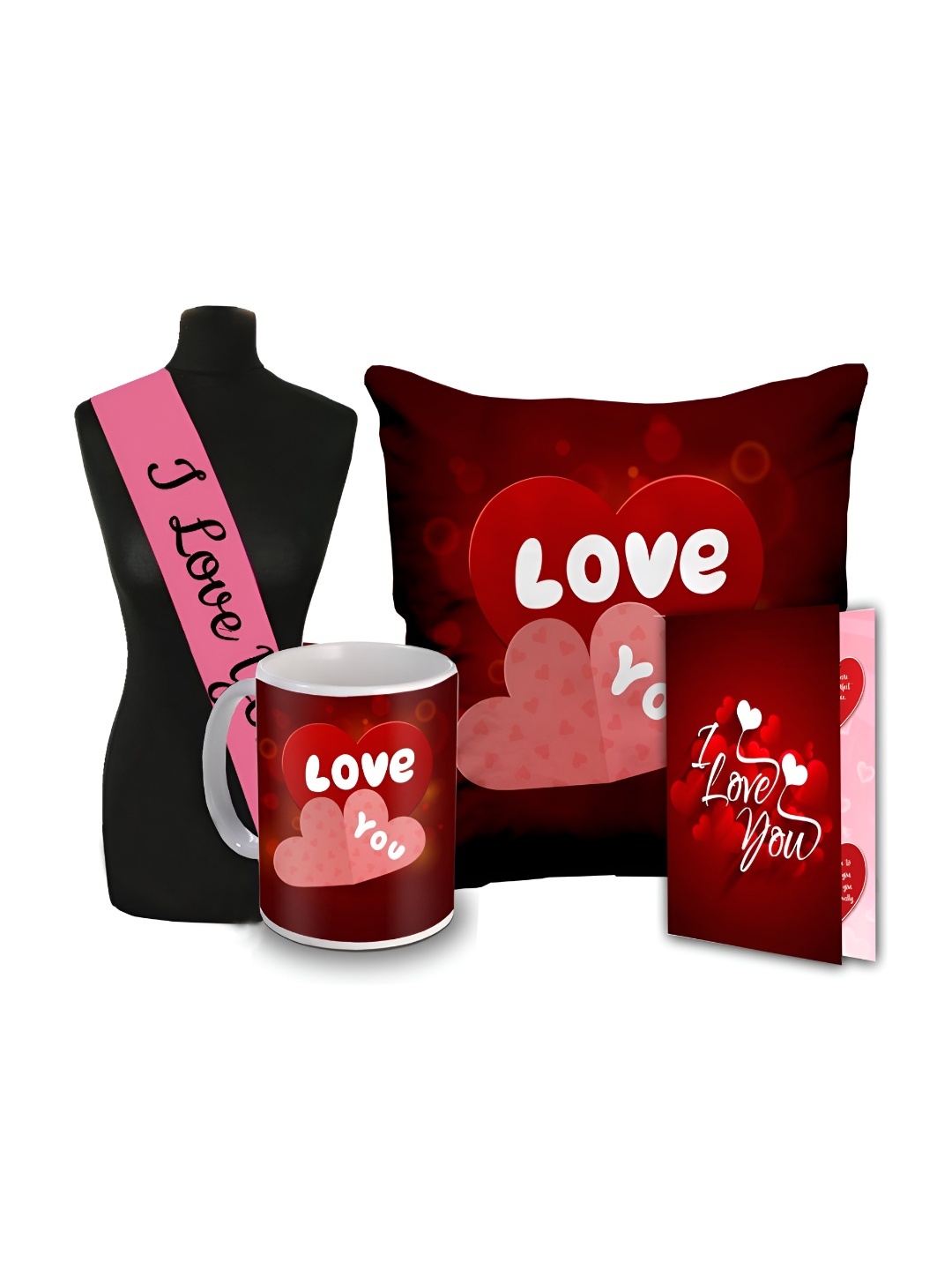 

ME & YOU 4-Pcs Red & White I Love You Printed Valentine's Day Gift Sets