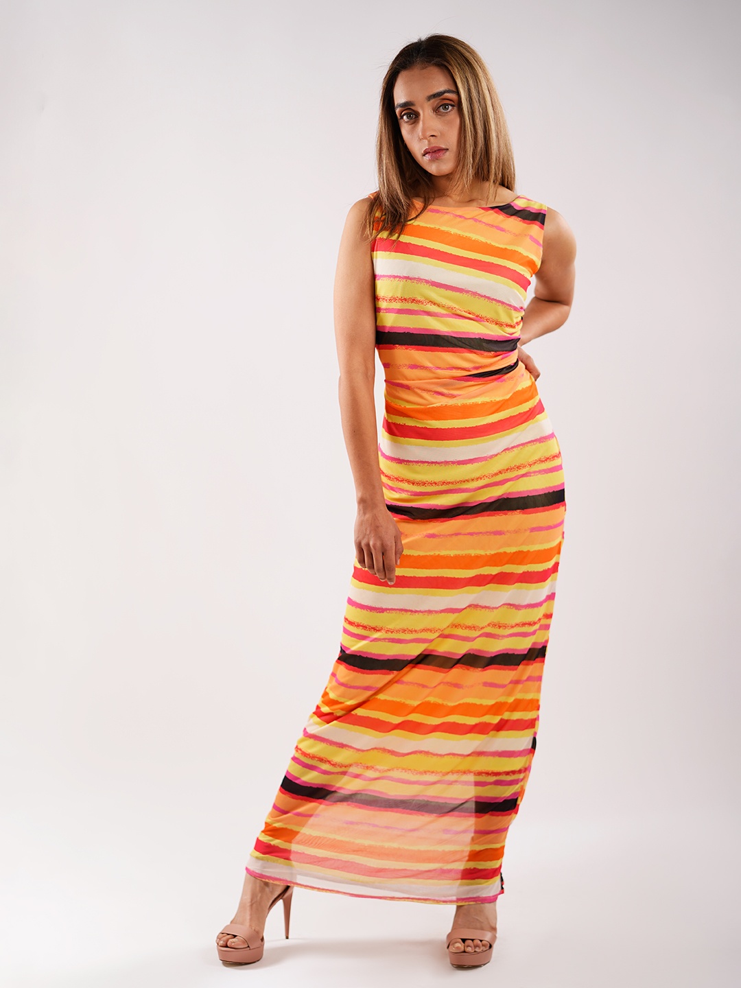 Stylecast X Hersheinbox Striped Maxi Dress, Orange