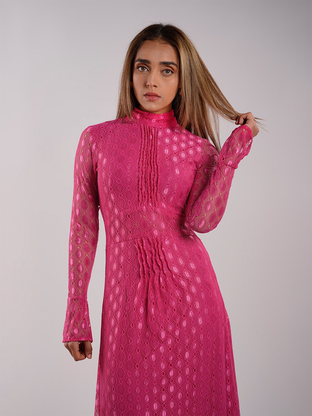 

Stylecast X Hersheinbox Pleated Lace Maxi Dress, Pink