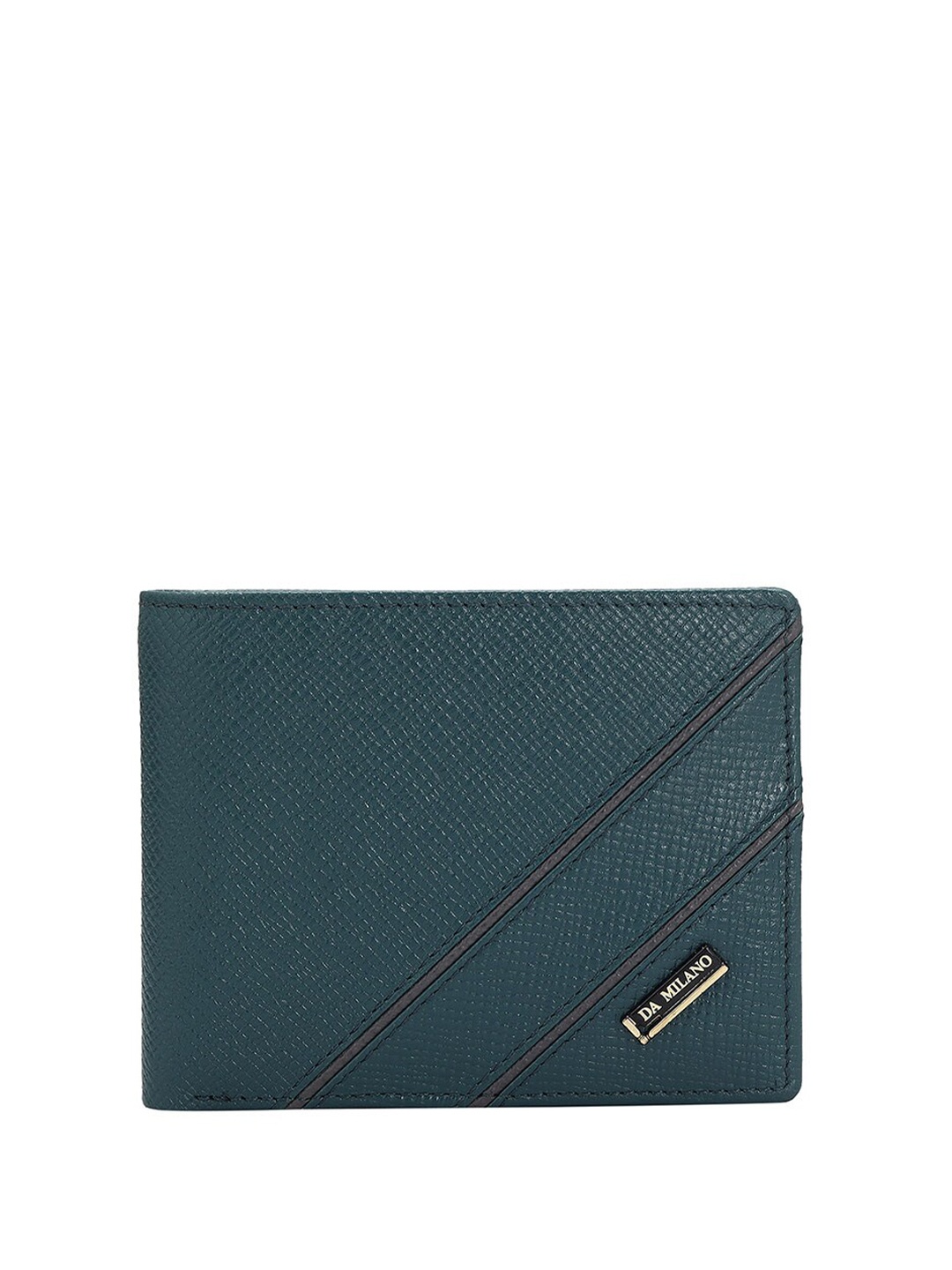 

Da Milano Men Textured Leather Two Fold Wallet, Blue