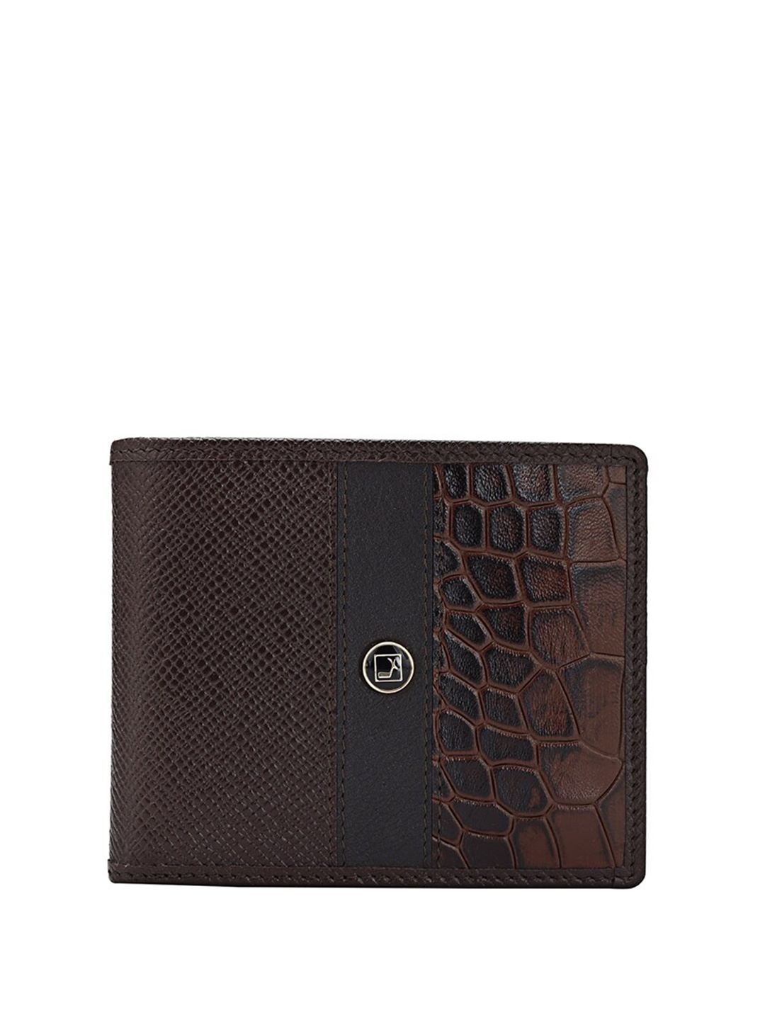 

Da Milano Men Textured Leather Two Fold Wallet, Brown