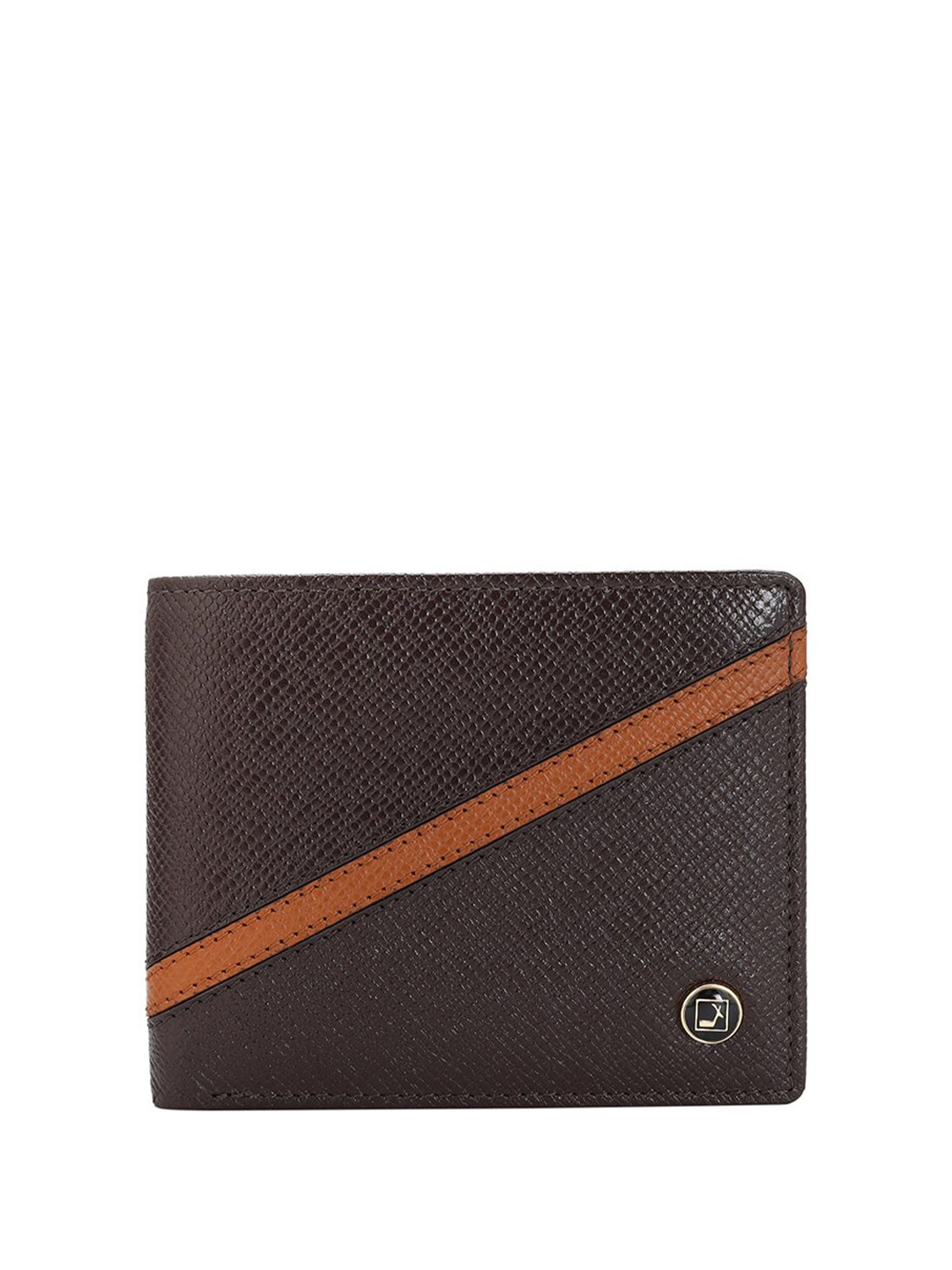 

Da Milano Men Textured Leather Two Fold Wallet, Brown