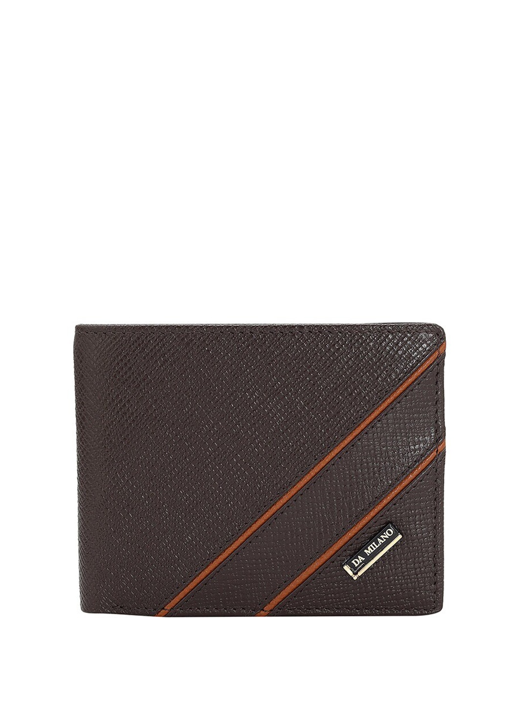 

Da Milano Men Textured Leather Two Fold Wallet, Brown