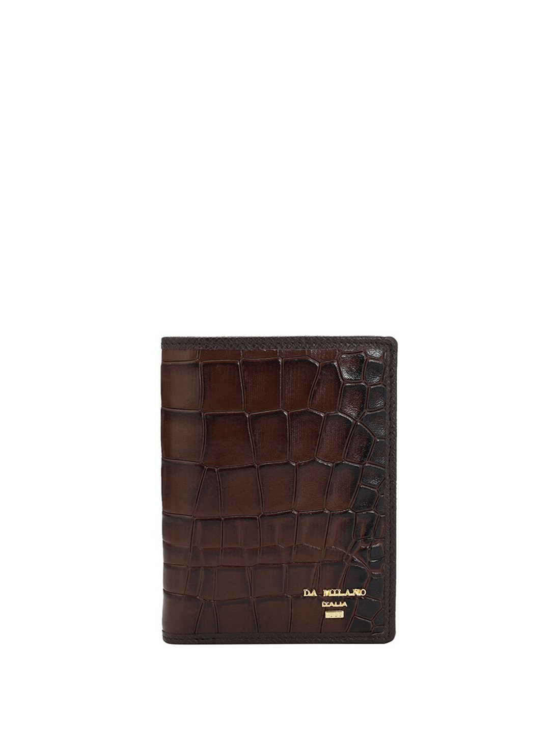 

Da Milano Men Textured Leather Two Fold Wallet, Brown