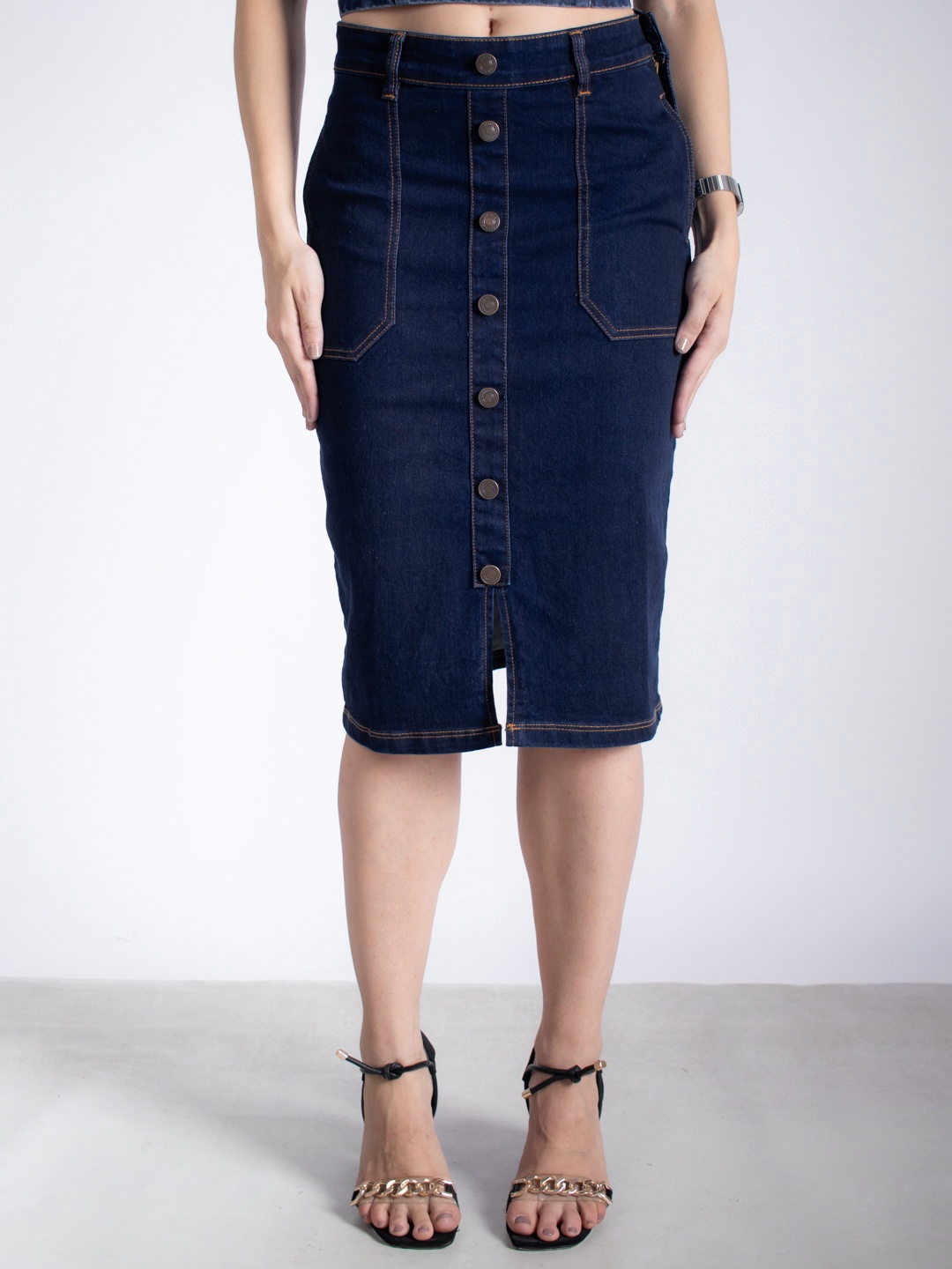 

Stylecast X Hersheinbox Denim Pencil Skirt, Blue