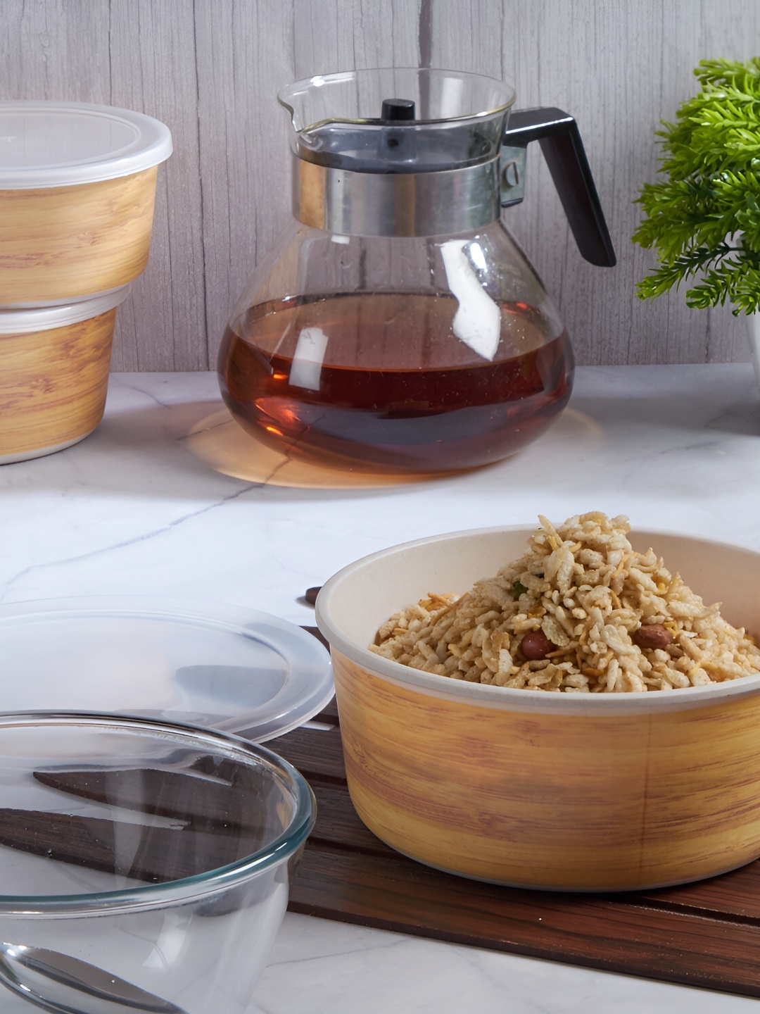 

Red Butler 2 Pieces Bamboo Fibre Food Containers 1.4 L Each, Camel brown