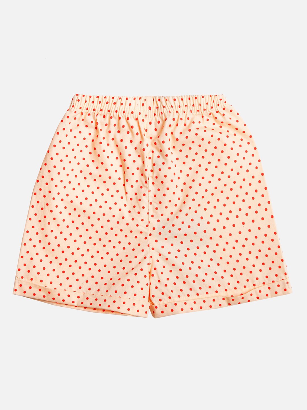 

Bodycare Kids Girls Polka Dots Printed Regular Fit Cotton Shorts, Peach