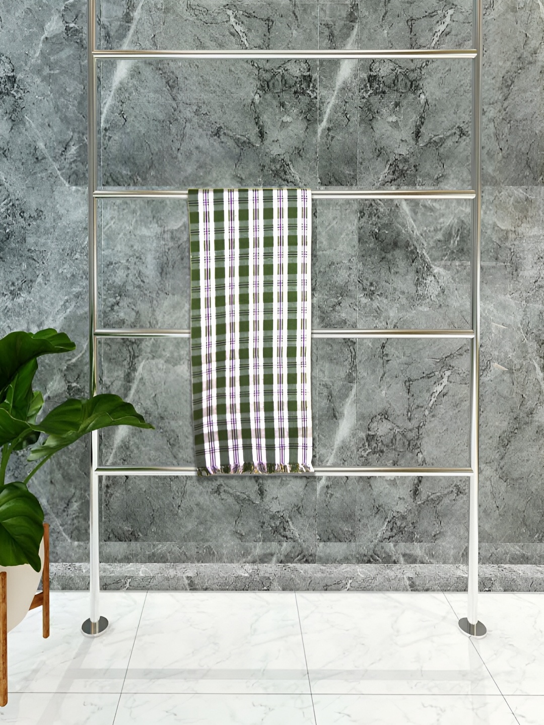 

Athom Living Green & White Checkered Cotton 150 GSM Towel Set