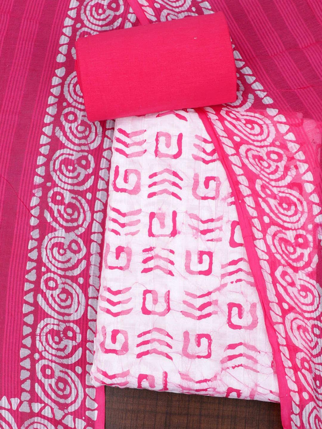 

SALWAR STUDIO Abstract Printed Pure Cotton Unstitched Dress Material, Pink