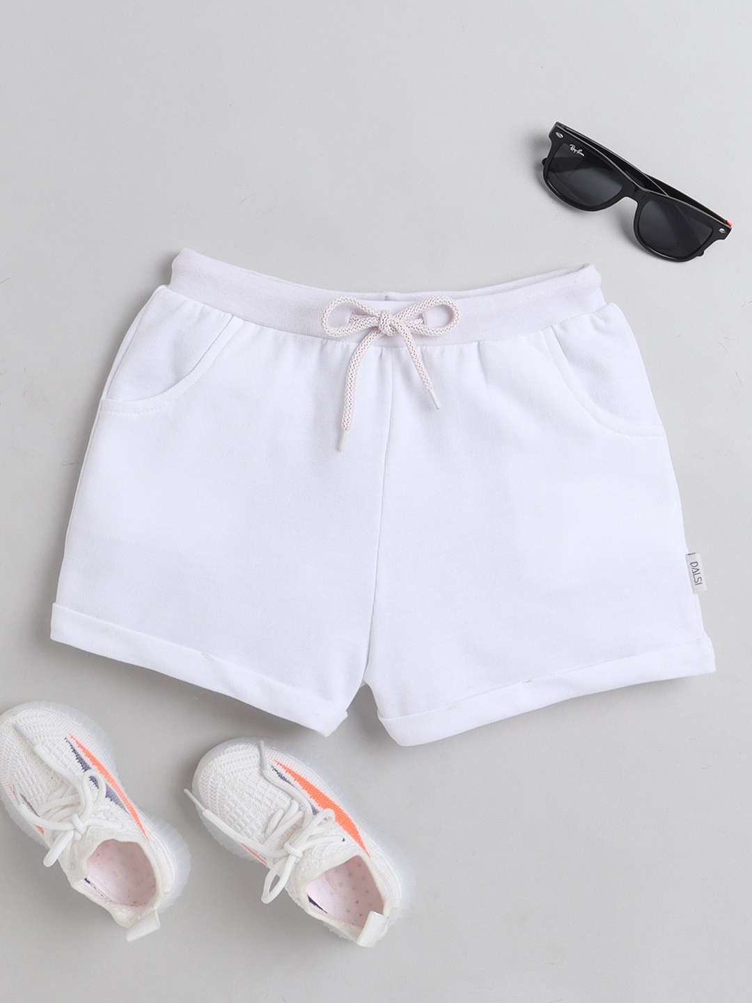 

BAESD Girls Mid-Rise Cotton Terry Shorts, White