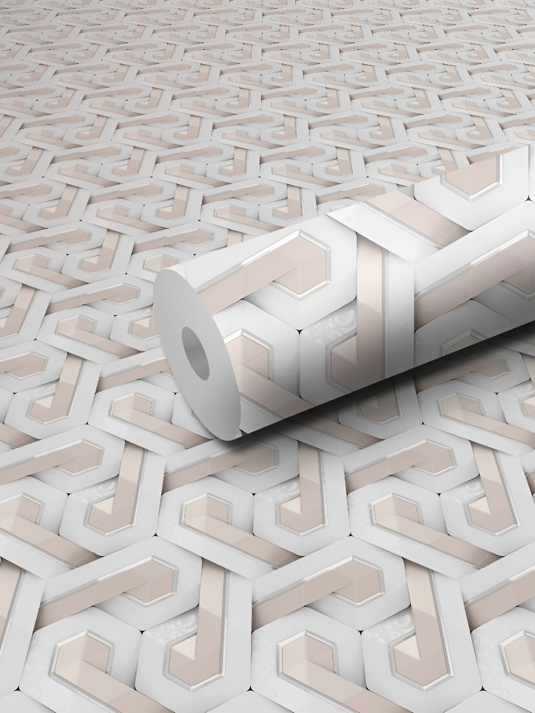 

WALLWEAR Grey & Beige Geometric Printed Self-Adhesive Waterproof Wallpaper