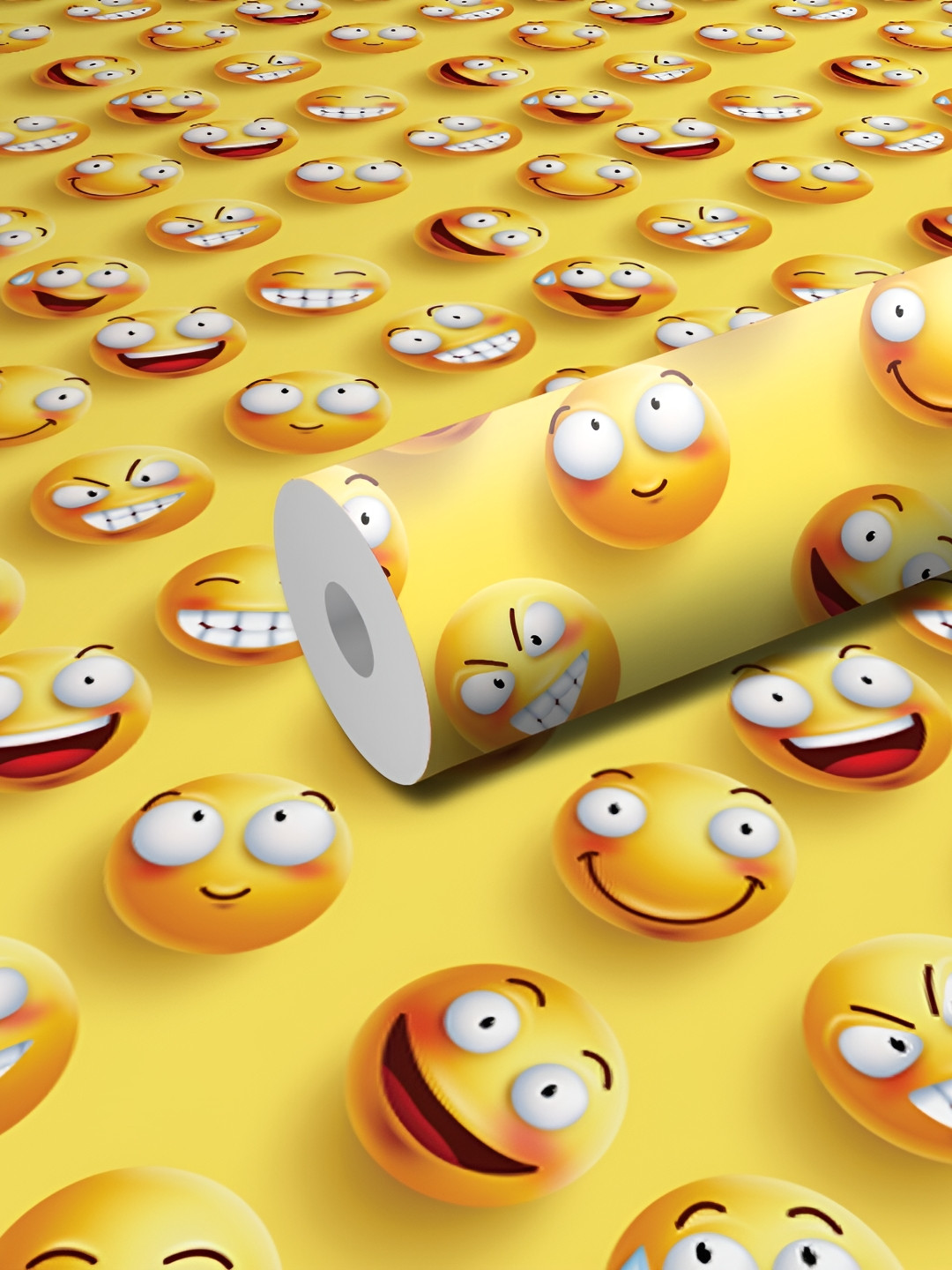 

WALLWEAR Yellow & White Emoji Self-Adhesive Wallpaper
