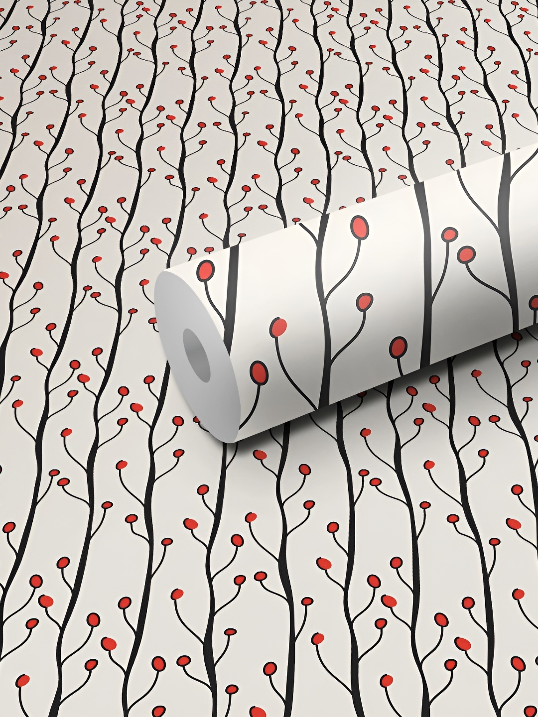 

WALLWEAR White & Red Geometric Printed Self-Adhesive Waterproof Wallpaper